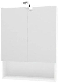 Pensile con luce Cube bianco lucido L 62 x H 81 x P 15.5 cm