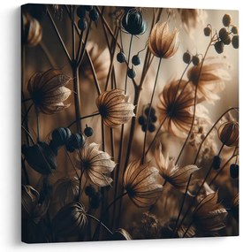 Quadro su tela – Fiori di prato in luce marrone