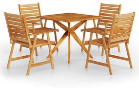 Set mobili da pranzo per giardino 5 pz legno massello di acacia