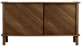 Cassettiera marrone in rovere massiccio con ante scorrevoli 135x73,5x48 cm Italic – UMAGE