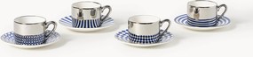 Tazzine da caffè fatte a mano con piattino Aunty, set da 4