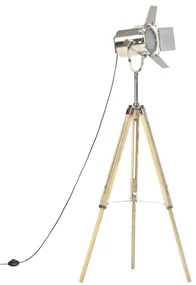 Lampada Da Terra A Treppiede Legno Massello Di Mango 140 Cm /