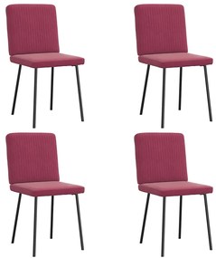 Sedie Da Pranzo 4 Pz Rosso Vino İn Velluto /