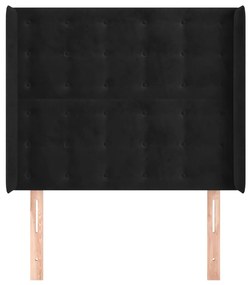 Testiera ad orecchio nera 83x16x118/128 cm in velluto