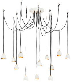 Lampadario Industrial Nordico Nula Acciaio 12 Luci E14