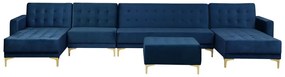Divano modulare in tessuto, blu marino, 6 posti, ABERDEEN Beliani