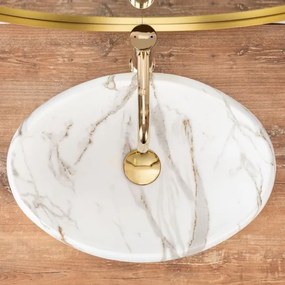 REA-U8568 - Lavabo da appoggio LINDA 34x48,5 cm ceramica/finitura effetto marmo