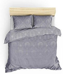 Set con copriletto e federa grigio in tessuto damascato 240x260 cm Beste – Mijolnir