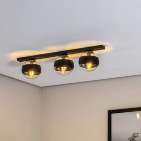 EMIBIG LIGHTING Plafoniera lineare, nero/trasparente, 3 luci