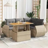 Set Divano da Giardino 5 pz con Cuscini Beige in Polyrattan 3327258