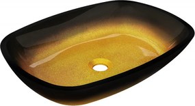 Mexen Araks lavabo da appoggio in vetro 54 x 39 cm, oro scuro - 24155451