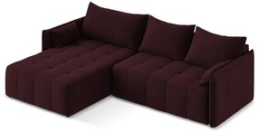 Divano angolare burgundy allungabile/con contenitore (con penisola a sinistra/con chaise lounge) Moku – Makamii