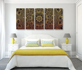 Quadri 5 pezzi – Mandala orientale dorato