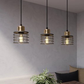 HELAM Lampada a sospensione Edison in nero/rame, a 3 luci