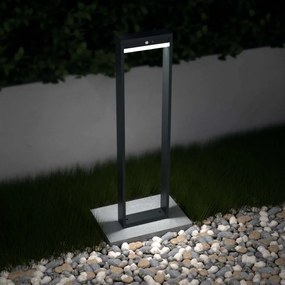 Paletto da giardino Solare Nero con Sensore di Mov. 80cm serie VELA Colore  Bianco Naturale 4.000K