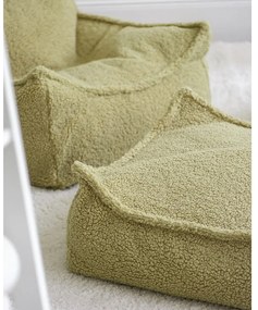 Pouf a sacco per bambini verde con rivestimento in bouclé Chair – Wigiwama