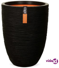 Capi Vaso Nature Rib Elegante Basso 36x47 cm Nero KBLR782
