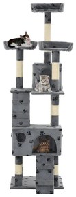 Albero per gatti tiragraffi sisal 170 cm zampe stampate grigio
