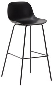 Kave Home - Sgabello Altea nero e gambe in acciaio con finitura nera 75 cm