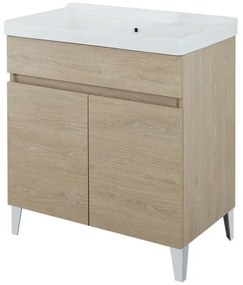 Mobile lavatoio 79x46,8 cm rovere dolomite con vasca in ceramica bianca
