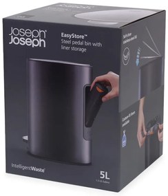 Cestino per la spazzatura nero opaco in acciaio con pedale 5 l EasyStore Luxe – Joseph Joseph