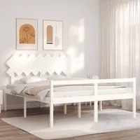 Giroletto con Testiera Bianco 160x200 cm Legno Massello 3195557