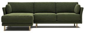 Kave Home - Divano Gilma chaise longue 3 posti dx/sx velluto a coste spesso verde e gambe naturali 260