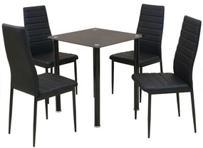 Set tavolo e sedie da pranzo 5 pz nero