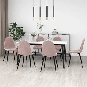 Sedie Da Pranzo 6 Pz Rosa İn Velluto /