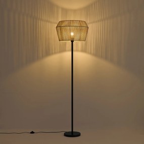 Lampada da terra nera con paralume in corda di carta beige 50/50/30 - Simplo