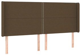 Testiera a led marrone scuro 203x16x118/128 cm in tessuto
