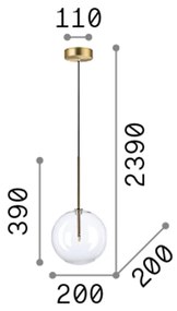 Sospensione Contemporanea Equinoxe Metallo Cromo 1 Luce 2W 3000K D20Cm