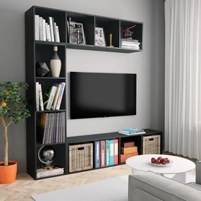 Set Mobili Libreria/porta Tv 3 Pz Nero 180x30x180 Cm /