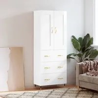 Credenza Bianco Lucido 69,5x34x180 cm in Legno Multistrato 3199731