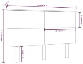 Testiera per Letto Miele 124x6x82,5cm in Legno Massello di Pino