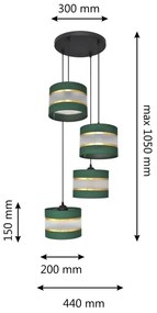 Lampadario a sospensione con filo HELEN 4xE27/15W/230V verde/oro
