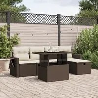 Set Divano da Giardino 6 pz con Cuscini Marrone in Polyrattan 3274973