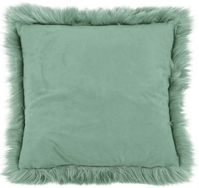 Cuscino in pelle di pecora verde, 45 x 45 cm - Tiseco Home Studio
