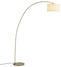 Lampada ad arco moderna ottone con paralume beige - Vinossa