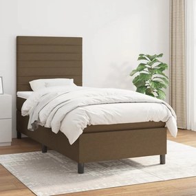 Giroletto A Molle Con Materasso Marrone Scuro 80x200 Cm Tessuto /