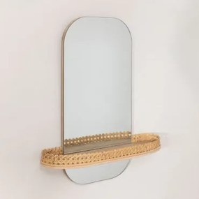 Specchio da parete con mensola Tegri Marrone Naturale - Sklum