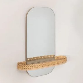 Specchio Da Parete Con Mensola Tegri Marrone Naturale - Sklum