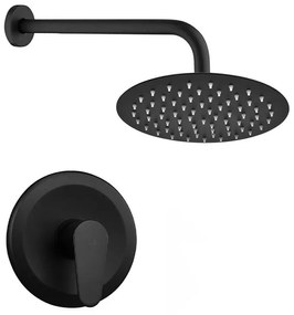 Set doccia incasso tondo nero opaco Lizzy con soffione 20 cm