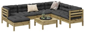 Set divani da giardino 8pz con cuscini legno impregnato di pino