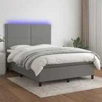 Letto a Molle Materasso e LED Grigio Scuro 140x200cm in Tessuto cod mxl 40175