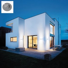 Applique LED moderno da esterno Updown doppia luce grigio IP44, con sensore di movimento luce bianco caldo 797 lumen, STEINEL