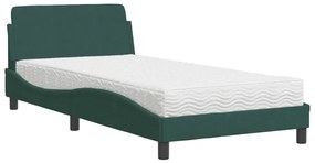 Letto con materasso verde scuro 100x200 cm in velluto