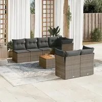 Set Divano da Giardino 6 pz con Cuscini Grigio in Polyrattancod mxl 89666