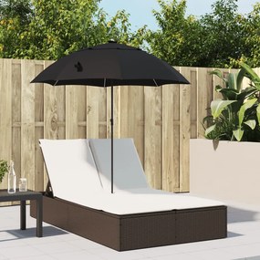 Lettino Prendisole Doppio Cuscini E Parasole Marrone Polyrattan /