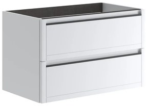 Mobile da bagno sotto lavabo TRATTO bianco opaco L 79.5 x H 50 x P 45.5 cm 2 cassetti, lavabo non incluso
